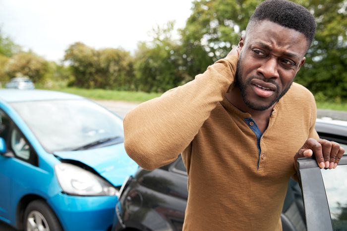Person injured after a car accident Person injured after a car accident
